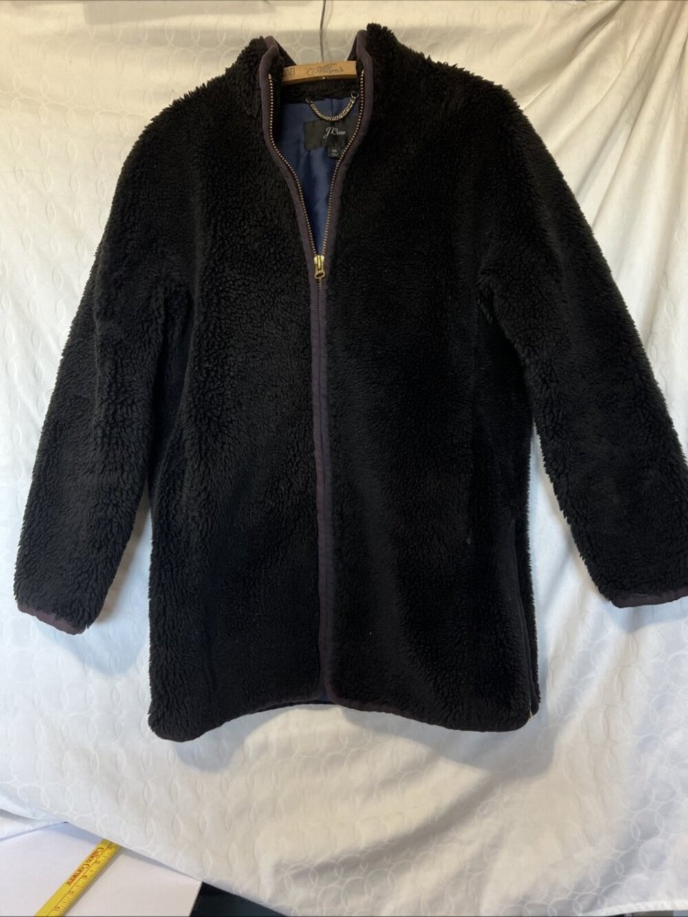 J.Crew Black Fluffy Sherpa Full Zip Lined Jacket Women's XS